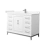 Wyndham Collection Marlena 48" Free Standing Single Basin Vanity Set with Cabinet and Cultured Marble Vanity Top White / Carrara Cultured Marble Top / Brushed Nickel Hardware