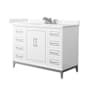 Wyndham Collection Marlena 48" Free Standing Single Basin Vanity Set with Cabinet and Cultured Marble Vanity Top White / Carrara Cultured Marble Top / Brushed Nickel Hardware