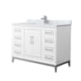 Wyndham Collection Marlena 48" Free Standing Single Basin Vanity Set with Cabinet and Marble Vanity Top White / Brushed Nickel Hardware