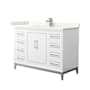Wyndham Collection Marlena 48" Free Standing Single Basin Vanity Set with Cabinet and Quartz Vanity Top White / Giotto Quartz Top / Brushed Nickel Hardware