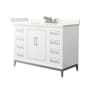 Wyndham Collection Marlena 48" Free Standing Single Basin Vanity Set with Cabinet and Quartz Vanity Top White / Giotto Quartz Top / Brushed Nickel Hardware