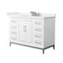 Wyndham Collection Marlena 48" Free Standing Single Basin Vanity Set with Cabinet and Quartz Vanity Top White / White Quartz Top / Brushed Nickel Hardware