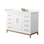 Wyndham Collection Marlena 48" Free Standing Single Basin Vanity Set with Cabinet and Cultured Marble Vanity Top White / Carrara Cultured Marble Top / Satin Bronze Hardware