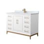 Wyndham Collection Marlena 48" Free Standing Single Basin Vanity Set with Cabinet and Marble Vanity Top White / Satin Bronze Hardware
