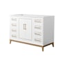 Wyndham Collection Marlena 48" Single Free Standing Vanity Cabinet Only - Less Vanity Top White / Satin Bronze Hardware