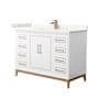 Wyndham Collection Marlena 48" Free Standing Single Basin Vanity Set with Cabinet and Quartz Vanity Top White / Giotto Quartz Top / Satin Bronze Hardware
