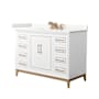 Wyndham Collection Marlena 48" Free Standing Single Basin Vanity Set with Cabinet and Quartz Vanity Top White / Giotto Quartz Top / Satin Bronze Hardware