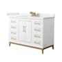 Wyndham Collection Marlena 48" Free Standing Single Basin Vanity Set with Cabinet and Cultured Marble Vanity Top White / White Cultured Marble Top / Satin Bronze Hardware