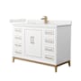 Wyndham Collection Marlena 48" Free Standing Single Basin Vanity Set with Cabinet and Quartz Vanity Top White / White Quartz Top / Satin Bronze Hardware