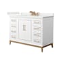 Wyndham Collection Marlena 48" Free Standing Single Basin Vanity Set with Cabinet and Quartz Vanity Top White / White Quartz Top / Satin Bronze Hardware