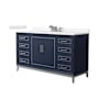 Wyndham Collection Marlena 60" Free Standing Single Basin Vanity Set with Cabinet and Cultured Marble Vanity Top Dark Blue / Carrara Cultured Marble Top / Brushed Nickel Hardware