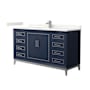 Wyndham Collection Marlena 60" Free Standing Single Basin Vanity Set with Cabinet and Quartz Vanity Top Dark Blue / Giotto Quartz Top / Brushed Nickel Hardware