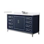 Wyndham Collection Marlena 60" Free Standing Single Basin Vanity Set with Cabinet and Cultured Marble Vanity Top Dark Blue / White Cultured Marble Top / Brushed Nickel Hardware