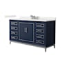 Wyndham Collection Marlena 60" Free Standing Single Basin Vanity Set with Cabinet and Quartz Vanity Top Dark Blue / White Quartz Top / Brushed Nickel Hardware