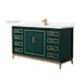 Wyndham Collection Marlena 60" Free Standing Single Basin Vanity Set with Cabinet and Cultured Marble Vanity Top Green / Carrara Cultured Marble Top / Satin Bronze Hardware