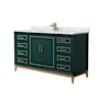 Wyndham Collection Marlena 60" Free Standing Single Basin Vanity Set with Cabinet and Marble Vanity Top Green / Satin Bronze Hardware