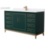 Green / White Cultured Marble Top / Satin Bronze Hardware