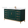 Wyndham Collection Marlena 60" Free Standing Single Basin Vanity Set with Cabinet and Cultured Marble Vanity Top Green / White Cultured Marble Top / Satin Bronze Hardware