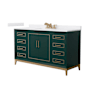 Wyndham Collection Marlena 60" Free Standing Single Basin Vanity Set with Cabinet and Cultured Marble Vanity Top Green / White Cultured Marble Top / Satin Bronze Hardware