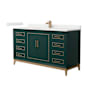 Wyndham Collection Marlena 60" Free Standing Single Basin Vanity Set with Cabinet and Quartz Vanity Top Green / White Quartz Top / Satin Bronze Hardware