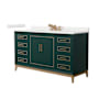 Wyndham Collection Marlena 60" Free Standing Single Basin Vanity Set with Cabinet and Quartz Vanity Top Green / White Quartz Top / Satin Bronze Hardware