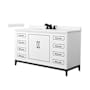 Wyndham Collection Marlena 60" Free Standing Single Basin Vanity Set with Cabinet and Cultured Marble Vanity Top White / Carrara Cultured Marble Top / Matte Black Hardware
