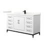 Wyndham Collection Marlena 60" Free Standing Single Basin Vanity Set with Cabinet and Quartz Vanity Top White / Giotto Quartz Top / Matte Black Hardware