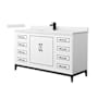 Wyndham Collection Marlena 60" Free Standing Single Basin Vanity Set with Cabinet and Cultured Marble Vanity Top White / White Cultured Marble Top / Matte Black Hardware