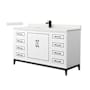 Wyndham Collection Marlena 60" Free Standing Single Basin Vanity Set with Cabinet and Quartz Vanity Top White / White Quartz Top / Matte Black Hardware