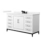 Wyndham Collection Marlena 60" Free Standing Single Basin Vanity Set with Cabinet and Quartz Vanity Top White / White Quartz Top / Matte Black Hardware
