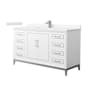 Wyndham Collection Marlena 60" Free Standing Single Basin Vanity Set with Cabinet and Cultured Marble Vanity Top White / Carrara Cultured Marble Top / Brushed Nickel Hardware