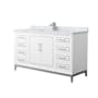 Wyndham Collection Marlena 60" Free Standing Single Basin Vanity Set with Cabinet and Marble Vanity Top White / Brushed Nickel Hardware