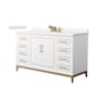 Wyndham Collection Marlena 60" Free Standing Single Basin Vanity Set with Cabinet and Cultured Marble Vanity Top White / Carrara Cultured Marble Top / Satin Bronze Hardware