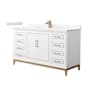 Wyndham Collection Marlena 60" Free Standing Single Basin Vanity Set with Cabinet and Quartz Vanity Top White / Giotto Quartz Top / Satin Bronze Hardware