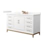 Wyndham Collection Marlena 60" Free Standing Single Basin Vanity Set with Cabinet and Quartz Vanity Top White / Giotto Quartz Top / Satin Bronze Hardware