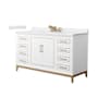 Wyndham Collection Marlena 60" Free Standing Single Basin Vanity Set with Cabinet and Cultured Marble Vanity Top White / White Cultured Marble Top / Satin Bronze Hardware