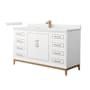 Wyndham Collection Marlena 60" Free Standing Single Basin Vanity Set with Cabinet and Quartz Vanity Top White / White Quartz Top / Satin Bronze Hardware
