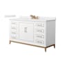 Wyndham Collection Marlena 60" Free Standing Single Basin Vanity Set with Cabinet and Quartz Vanity Top White / White Quartz Top / Satin Bronze Hardware