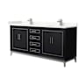 Wyndham Collection Marlena 72" Free Standing Double Basin Vanity Set with Cabinet and Quartz Vanity Top Black / Giotto Quartz Top / Brushed Nickel Hardware