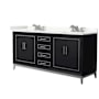 Wyndham Collection Marlena 72" Free Standing Double Basin Vanity Set with Cabinet and Quartz Vanity Top Black / Giotto Quartz Top / Brushed Nickel Hardware