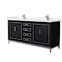 Wyndham Collection Marlena 72" Free Standing Double Basin Vanity Set with Cabinet and Cultured Marble Vanity Top Black / White Cultured Marble Top / Brushed Nickel Hardware