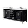 Wyndham Collection Marlena 72" Free Standing Double Basin Vanity Set with Cabinet and Cultured Marble Vanity Top Black / White Cultured Marble Top / Brushed Nickel Hardware