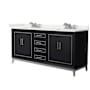 Wyndham Collection Marlena 72" Free Standing Double Basin Vanity Set with Cabinet and Quartz Vanity Top Black / White Quartz Top / Brushed Nickel Hardware