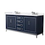 Wyndham Collection Marlena 72" Free Standing Double Basin Vanity Set with Cabinet and Cultured Marble Vanity Top Dark Blue / White Cultured Marble Top / Brushed Nickel Hardware
