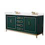 Wyndham Collection Marlena 72" Free Standing Double Basin Vanity Set with Cabinet and Cultured Marble Vanity Top Green / White Cultured Marble Top / Satin Bronze Hardware