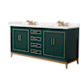 Wyndham Collection Marlena 72" Free Standing Double Basin Vanity Set with Cabinet and Quartz Vanity Top Green / White Quartz Top / Satin Bronze Hardware