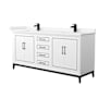 Wyndham Collection Marlena 72" Free Standing Double Basin Vanity Set with Cabinet and Cultured Marble Vanity Top White / Carrara Cultured Marble Top / Matte Black Hardware