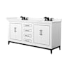 Wyndham Collection Marlena 72" Free Standing Double Basin Vanity Set with Cabinet and Cultured Marble Vanity Top White / Carrara Cultured Marble Top / Matte Black Hardware