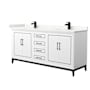 Wyndham Collection Marlena 72" Free Standing Double Basin Vanity Set with Cabinet and Quartz Vanity Top White / Giotto Quartz Top / Matte Black Hardware