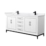 Wyndham Collection Marlena 72" Free Standing Double Basin Vanity Set with Cabinet and Cultured Marble Vanity Top White / White Cultured Marble Top / Matte Black Hardware
